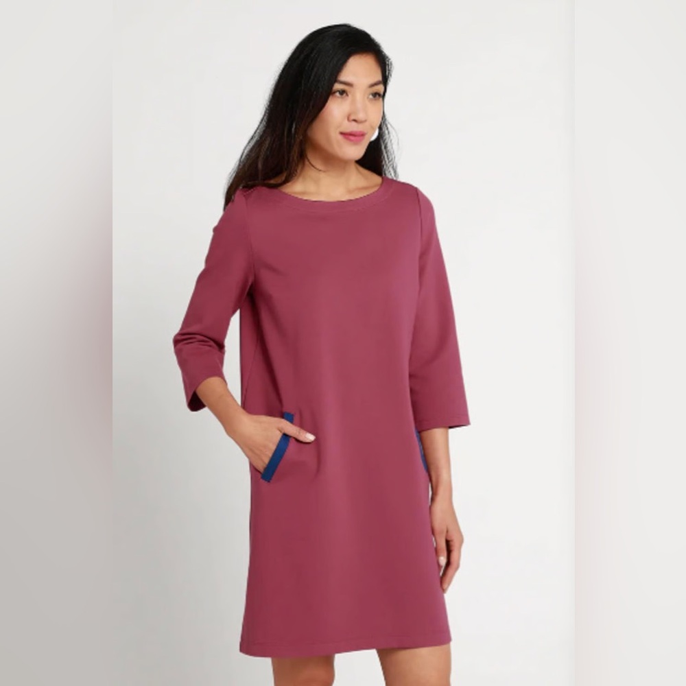 Betabrand Mauve 3/4 Sleeve Half-Day Shift Dress Ponte XXLP Work